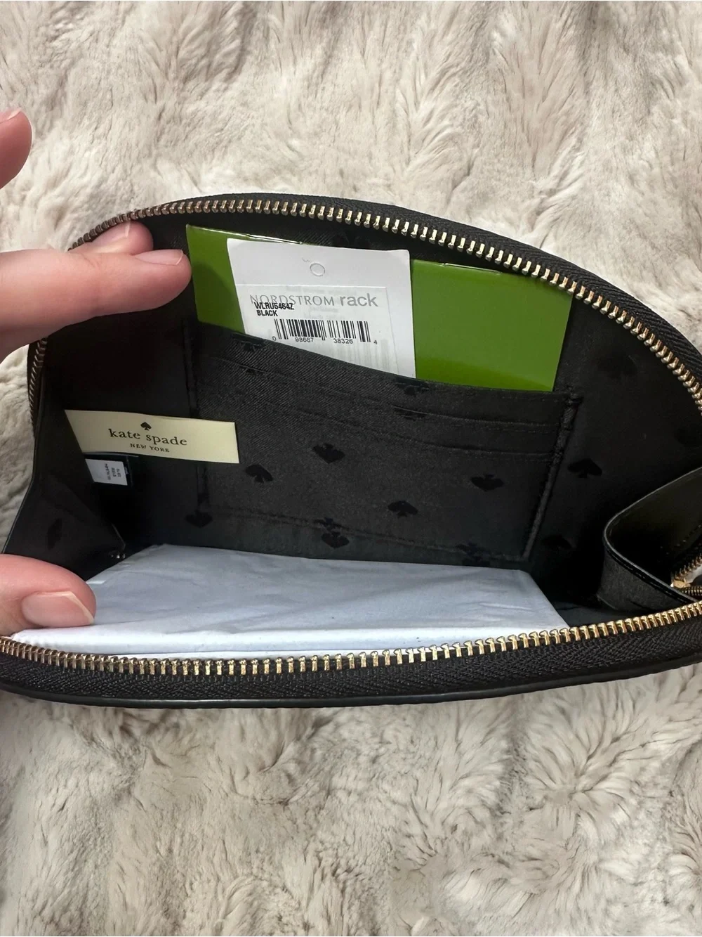 Kate Spade Black Pebbled Leather Wristlet Clutch Zip Pouch - Picture 4 of 4